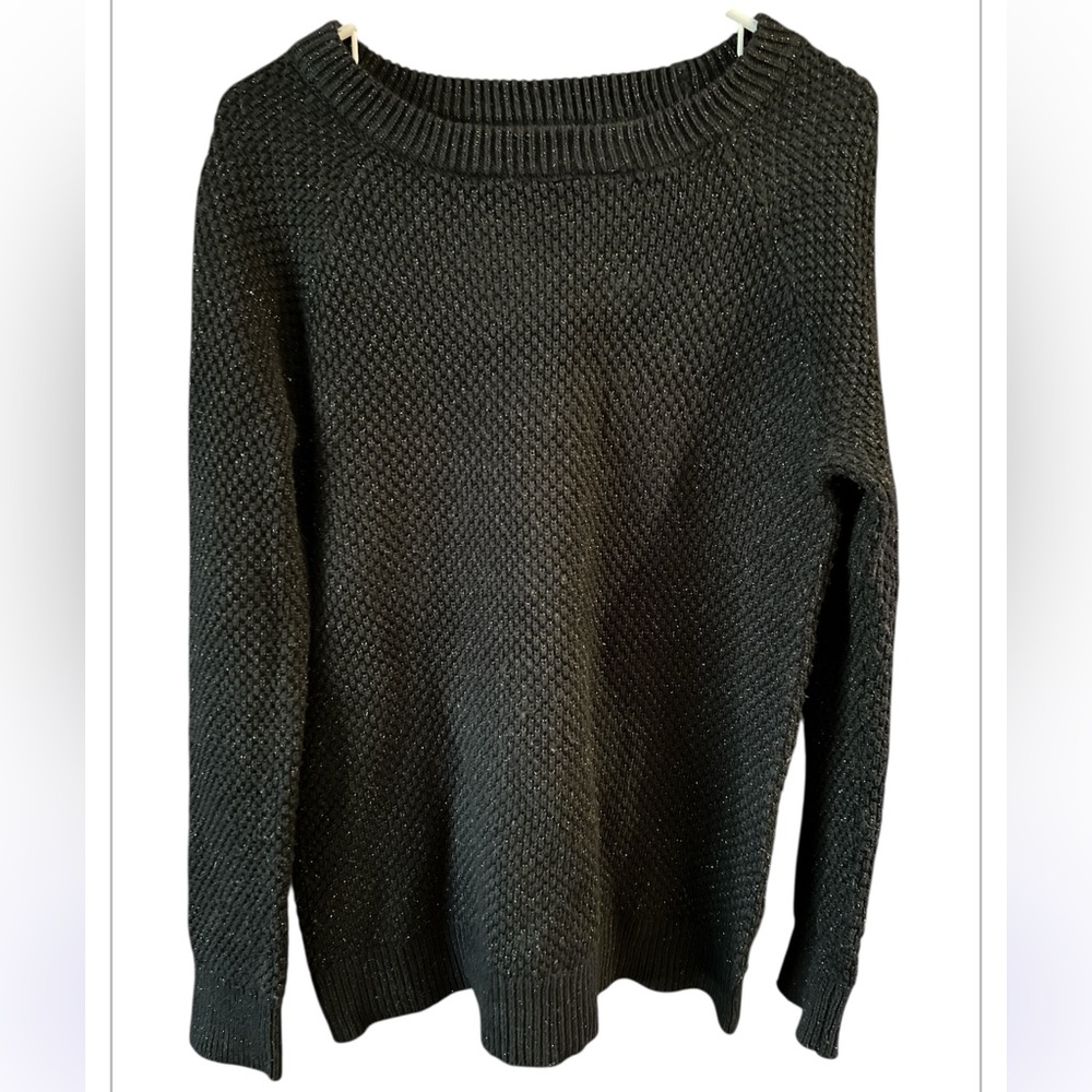 Mossimo Womens Sweater Sz Large Black Holiday Cable Knit Christmas Cozy
